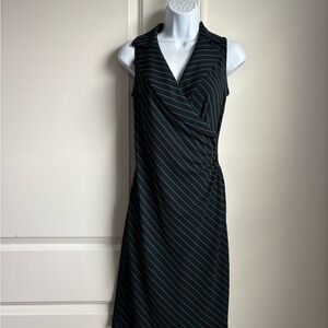 Express Black and Blue Striped Midi Dress